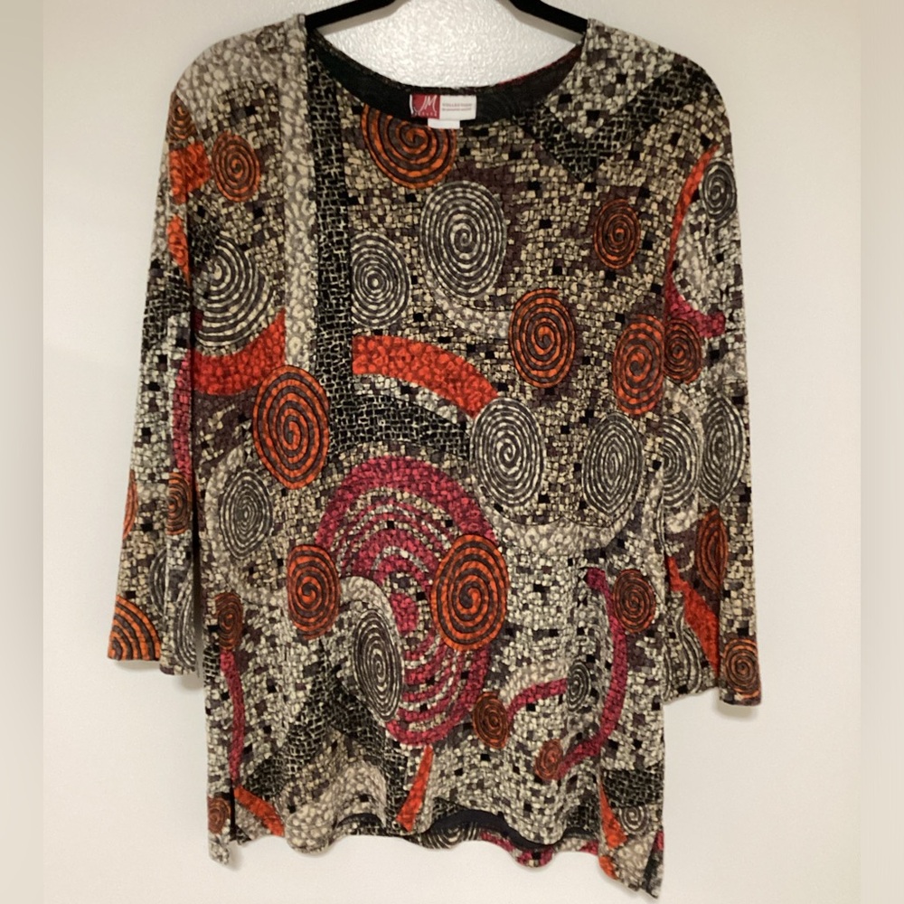 Vintage JM By Jennifer Moore Blouse Women Red Color Hippie Paisley Holiday Art